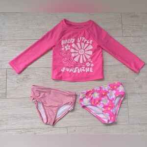 Cat & Jack swim set 2T rash guard and 2 swim bottoms